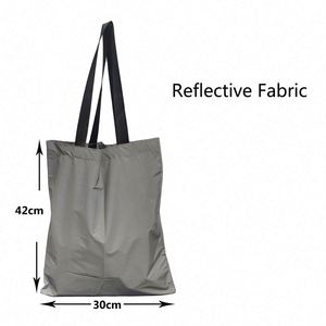 Custom Letter Reusable <b>Folding</b> Shopping Bag Portable Recycle Foldable Reflective Fabric Polyester Grocery Tote Bag - Product Image 2