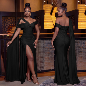 Abito Lungo Aderente Monospalla di Alta Qualità, Sexy, con Drappeggio e Spacco Alto, per Serate ed Eventi Eleganti - Product Image 6