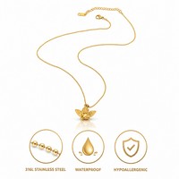 Collar de Acero Inoxidable Chapado en Oro PVD de 18K al por Mayor en Stock, Colgante de Ángel, Joyería de Moda para Mujer