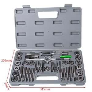 Kit de 40 pièces pour taraudage manuel, comprenant <span class=keywords><strong>tarauds</strong></span> ronds en acier allié <span class=keywords><strong>et</strong></span> <span class=keywords><strong>filières</strong></span>, avec clé à taraud - Product Image 6