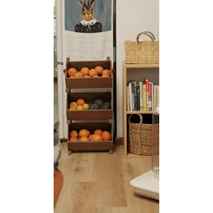 Étagère de rangement en bois à 3 niveaux, panier à fruits détachable pour cuisine et salon, couleur bois naturel, type sur pied, durable - Product Image 5