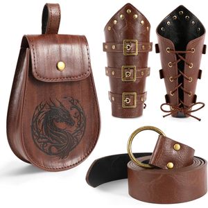 JoyFuncos Accesorios de Disfraces Medievales, Bolsa de Cuero para Cinturón, Brazaletes Unisex de Estilo Vintage para Disfraces de Pirata y Caballero Renacentistas - Product Image 1