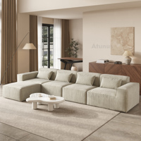 Canapé modulaire en tissu corduroy de style italien moderne ATUNUS, design doux, pour salon, en forme de L, ensemble de canapés modulaires