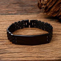Pulsera de Acero Inoxidable Curvada de 15 mm de Ancho, de Alta Calidad y a la Moda, Chapada en Oro de 18K para Hombre
