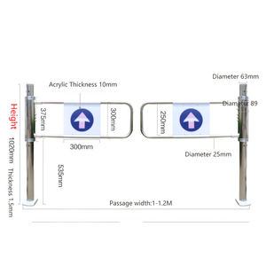 Joystick de porte d'entrée de supermarché, bouton-poussoir manuel voie, contrôle d'accès, barrière en acier inoxydable 304, balançoire de porte - Product Image 2