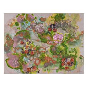 Peinture sur toile florale avec cadre en feuille d'or 75x100cm épaisseur 5cm - Product Image 1