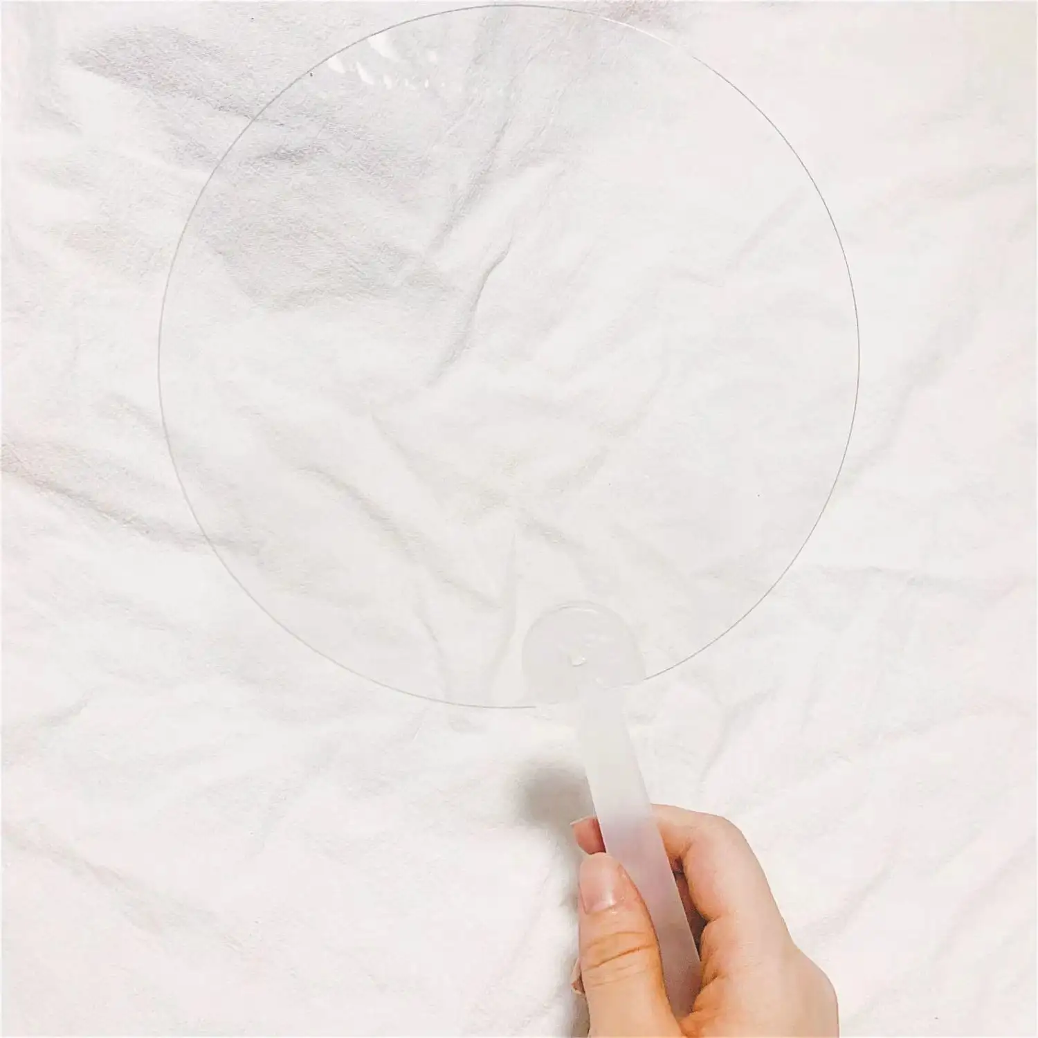Ustom Idol-ventilador de mano transparente para publicidad, 17x17cm o 18x18cm