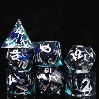 MINI PLANET Ensemble de dés Lightning en résine faits à la main, polyédriques à bords vifs pour jeux de rôle sur table (TRPG) Dungeons & Dragons (DND)