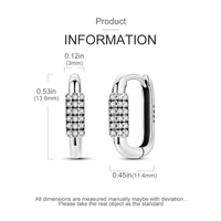 Boucles d'oreilles en argent sterling 925 Trendy Column Stone Rectangular Ear Clip Hoop avec Zircon Stone
