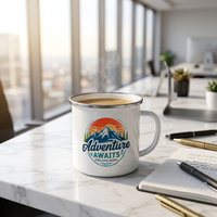 Mug en émail de 180 ml (6 oz) pour le camping en plein air, logo personnalisé, sublimation, écologique, sans BPA, à large ouverture, tasse à café de voyage