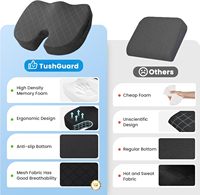 Coussin de siège en mousse à mémoire de forme pour chaise de bureau haut de gamme, soulagement des douleurs sciatiques, de la hanche et du coccyx, rafraîchissant, imperméable, en forme de U, amovible et lavable, pour voiture