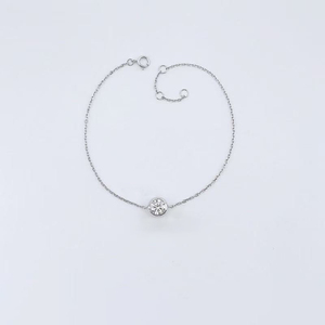 Pulsera Ajustable de Cadena con Eslabones de Moda, Diamantes Sintéticos, Oro Blanco de 18K, Joyería Permanente Inalterable para Mujer, Venta al por Mayor - Product Image 1
