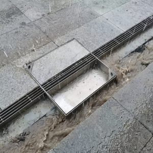 Système de drainage de sol robuste en acier inoxydable pour caniveaux en béton polymère, idéal pour les allées commerciales et les pavés des places urbaines - Product Image 2