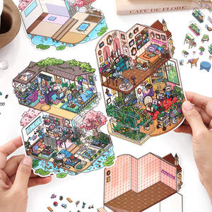 3 pegatinas por paquete My Little House Series <span class=keywords><strong>Parte</strong></span> 11 Little House Scenery DIY Sticker Book - Product Image 2