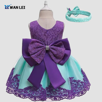 Robe de cérémonie florale en dentelle pour enfants, style princesse, pour filles, idéale pour les fêtes d'anniversaire estivales