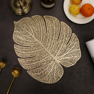 Nuevo mantel individual de PVC con diseño de hoja simulada, aislante, hueco, con forma de caparazón de tortuga, posavasos de plástico. - Product Image 2