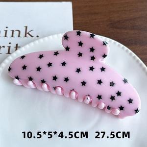 Pinzas para el pelo con estampado de estrellas de plástico PS, estilo coreano, dulces, multicolor, antideslizantes, accesorios de moda para el cabello para mujeres. - Product Image 5