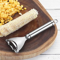 Éplucheur de maïs et de melon manuel multifonction en acier inoxydable argenté, outils de cuisine pour fruits et légumes, personnalisable avec logo