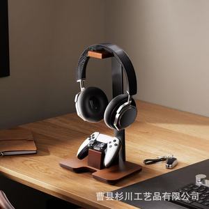 Wooden Headphone Stand With <b>Controller</b> Holder Desktop <b>Gaming</b> Accessory Multipurpose Storage Rack - Product Image 4