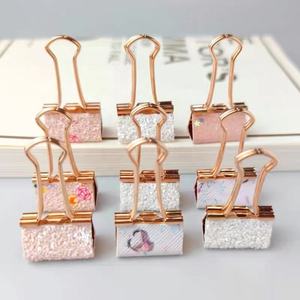 面白いクリエイティブステーショナリーペーパーファイルクランプドキュメントフォルダーローズゴールドピンクグリッターパステルペーパーバインダークリップ - Product Image 3