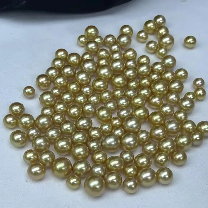 Zhu Ji Xian Ying Gold Cultured Natural Freshwater Strand String Beads Round Fresh Water Pearl Large Hole Pearls