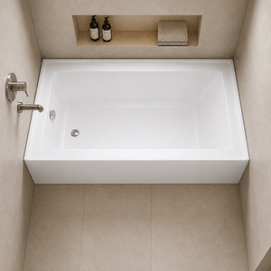<span class=keywords><strong>Baignoire</strong></span> encastrée à rebord pour projet hôtelier et d'appartement, 152 cm, acrylique <span class=keywords><strong>blanc</strong></span>, avec jupe de bain intégrée, installation trois murs - Product Image 2