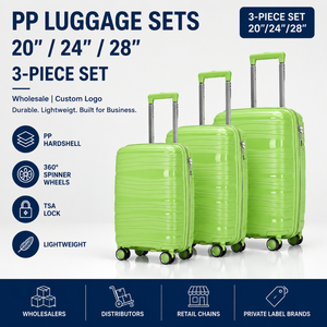 <span class=keywords><strong>Valise</strong></span> personnalisée avec logo, coque rigide en PP, ensemble de voyage couleurs assorties, coque côtelée, poignée de transport, assortiment en stock - Product Image 1