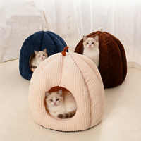 Maison pour chat et chien de luxe moderne en velours, solide, chaude, semi-fermée, avec housse amovible et lavable, cadeau de Noël