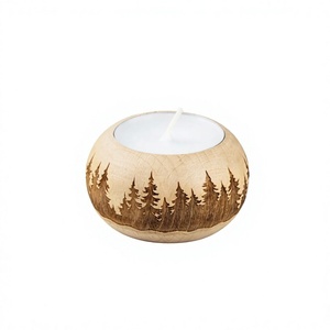 Wooden Rectangle Eco-Friendly Durable <b>Tea</b> Light Holder Handmade Candle <b>Stand</b> Brown Decorative Jar for Home Christmas Table Decor - Product Image 3