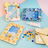 Cadre photo mosaïque créatif fait main pour enfants, ensemble de tuiles en verre cristal de 5/6/7/8 pouces