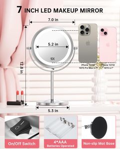 Wholesale Portable 360 Degrees Rotatable Double-Sided LED Metal Decorative Contemporary Design <b>Makeup</b> <b>Mirror</b> - Product Image 2