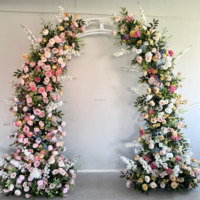A10 Vente à Chaud Couleur Mixte Bleu rose Blanc Faux Demi Arche Fleurs Fleur Rose Rangée Événement de Mariage Fleurs Sauvages Décor Corne Arc