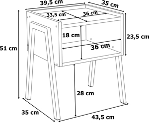 <strong>Slim</strong> Industrial Loft Rustic Black Powder-coated Steel <strong>Bedside</strong> <strong>Table</strong> with Magazine Storage Shelf Laminated Panels - Product Image 6