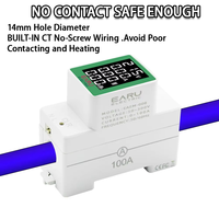 Numérique AC 100A Tension Courant kWh Moniteur d'énergie électrique Compteur VOLT AMP Voltmètre Aampèremètre Wattmètre Din Rail EAEM-008