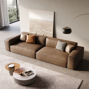Sofá de Cuero Italiano Minimalista de Primera Calidad para Espacios Pequeños, Sala de Estar o Cine en Casa - Product Image 1
