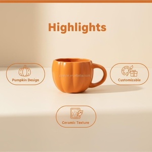 Tazas de café de cerámica de 10 oz con diseño de calabaza de Halloween, redondas con relieve y diseño creativo, ideales para viajes y recuerdos. ¡Venta caliente! - Product Image 3
