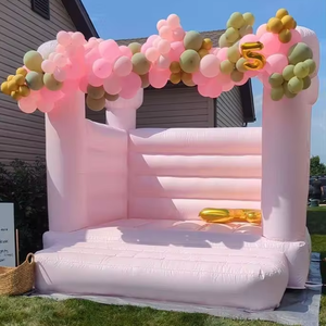 Enfants et tout-petits 10x10x8ft mini maison gonflable blanche pour la location de fête <span class=keywords><strong>rose</strong></span> plat top moonwalk château gonflable commercial - Product Image 1