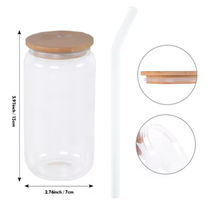 <strong>Wholesale</strong> <strong>Snow</strong> <strong>Globe</strong> Tumbler with Hole Insulated Double Wall Glass Can Pre Drilled 12 16 20oz Glass Cup with Bamboo Lids - Product Image 2