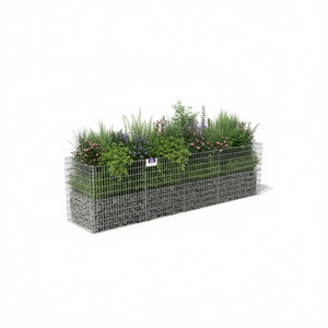 Jardinera Elevada Gabion de Acero Galvanizado Plateado, Versátil para Macetas, Diseño Rústico - Product Image 1