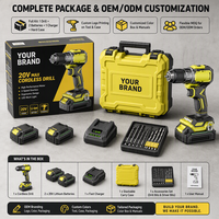 Kit Perceuse Visseuse Sans Fil 20V Robuste avec Batterie Lithium 21V, Ensemble d'Outils Électriques Professionnels avec 2 Batteries et Chargeur Rapide dans une Boîte à Outils