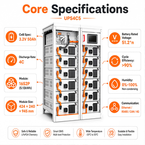 Sistema de Gestión de Baterías Inteligente con Protección BMS, Más del 90% de Eficiencia, Refrigeración por Aire, Gabinete de Baterías de Alta Potencia 4C, 307.2kWh BESS, Almacenamiento Comercial - Product Image 2