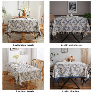 <span class=keywords><strong>Tovaglia</strong></span> da pranzo in <span class=keywords><strong>pizzo</strong></span> francese Vintage blu rosa stampa floreale <span class=keywords><strong>tovaglia</strong></span> <span class=keywords><strong>di</strong></span> <span class=keywords><strong>lino</strong></span> <span class=keywords><strong>di</strong></span> cotone <span class=keywords><strong>con</strong></span> nappine - Product Image 4