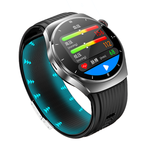 Montre connectée de surveillance de la santé en métal, directement de l'usine OEM, avec moniteur de fréquence cardiaque, tension artérielle, ECG, SpO2, étanche IP66, pour la santé des personnes âgées et le suivi de la forme physique - Product Image 1