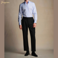 Chemise formelle italienne une pièce à col carré pour homme, 80 % coton peigné respirant, manches longues, style décontracté professionnel, ODM