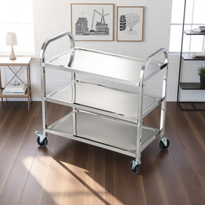 Chariot à boissons mobile en acier inoxydable à 3 étagères, <span class=keywords><strong>4</strong></span> roulettes, chariot de service à vin pour hôtel, <span class=keywords><strong>restaurant</strong></span>, banquet - Product Image 1