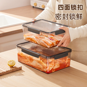 Food Storage Container Rectangle Airtight Seal Lid Large Capacity For Kimchi Frozen Food Fruit Fridge Organizer - Product Image 1