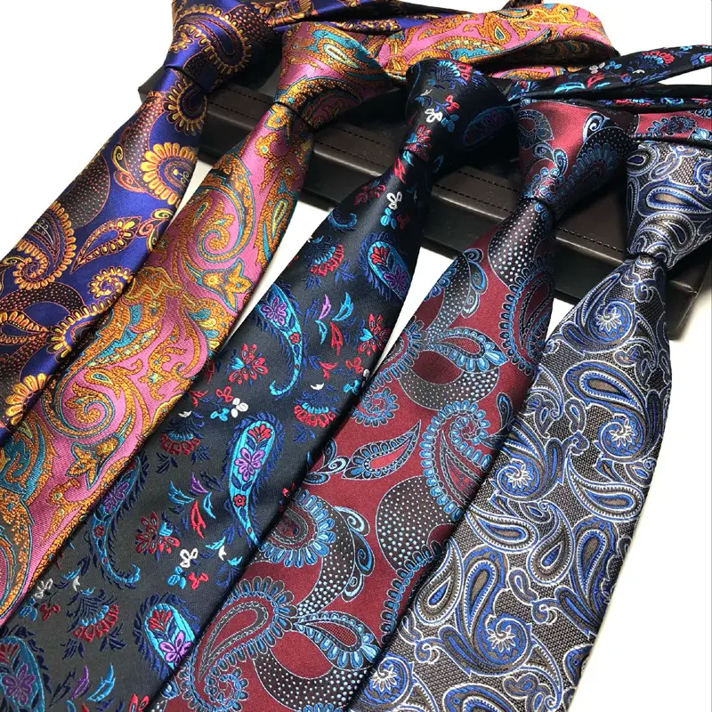 Hot Selling Design Luxury Paisley Polyester Tie Custom Design Flower Male Neckties Wholesale