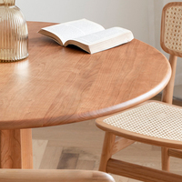 Table à manger en bois massif de chêne de style moderne du milieu du siècle, imperméable, écologique, durable, avec base en métal, meubles pour appartement et maison