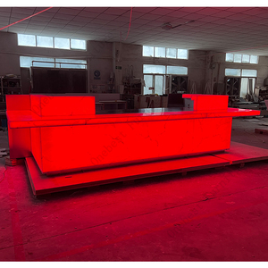 Mostradores de <span class=keywords><strong>Bar</strong></span> de diseño Columbia con gabinete lateral LED Taburetes de barra de sushi de vidrio de piedra translúcida moderna - Product Image 5