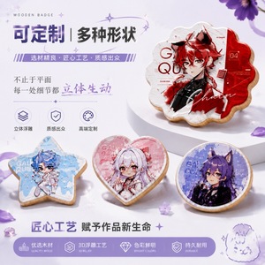 เข็มกลัดไม้ 3 มิติ แบบนูนลายการ์ตูน สไตล์อนิเมะ ปรับแต่งได้ พร้อมแม่เหล็ก สำหรับคอสเพลย์และของสะสม - Product Image 3